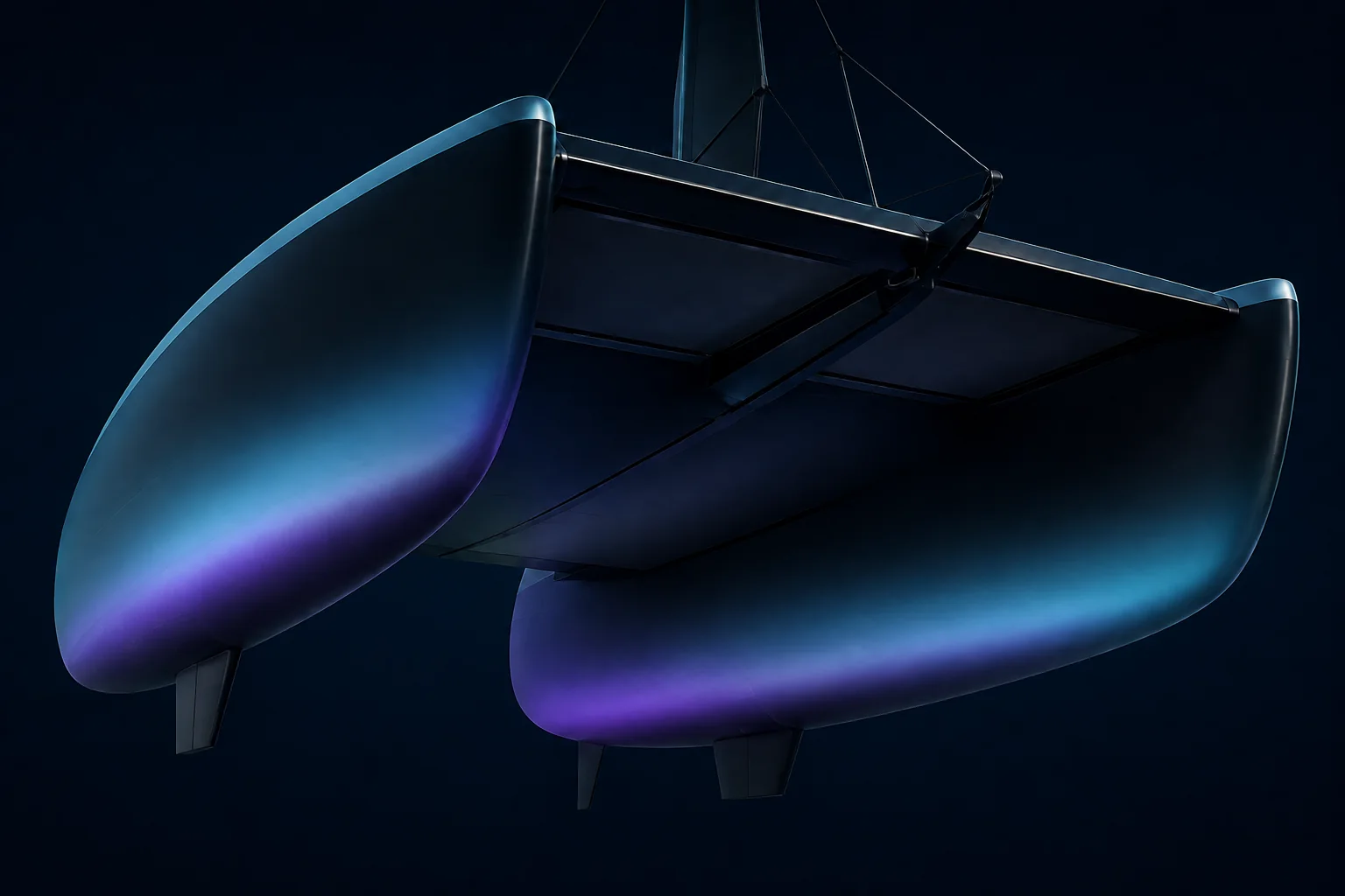 HullGuard membrane concept on the submerged surfaces of twin hulls